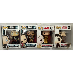 Star Wars Snoke #199 Chirrut Imwe #140 Poe #192 Baze Malbus #141 lot of 4 Funko